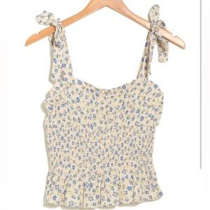 Elodie Pale Blue Cinched Waist Ruffle Tank